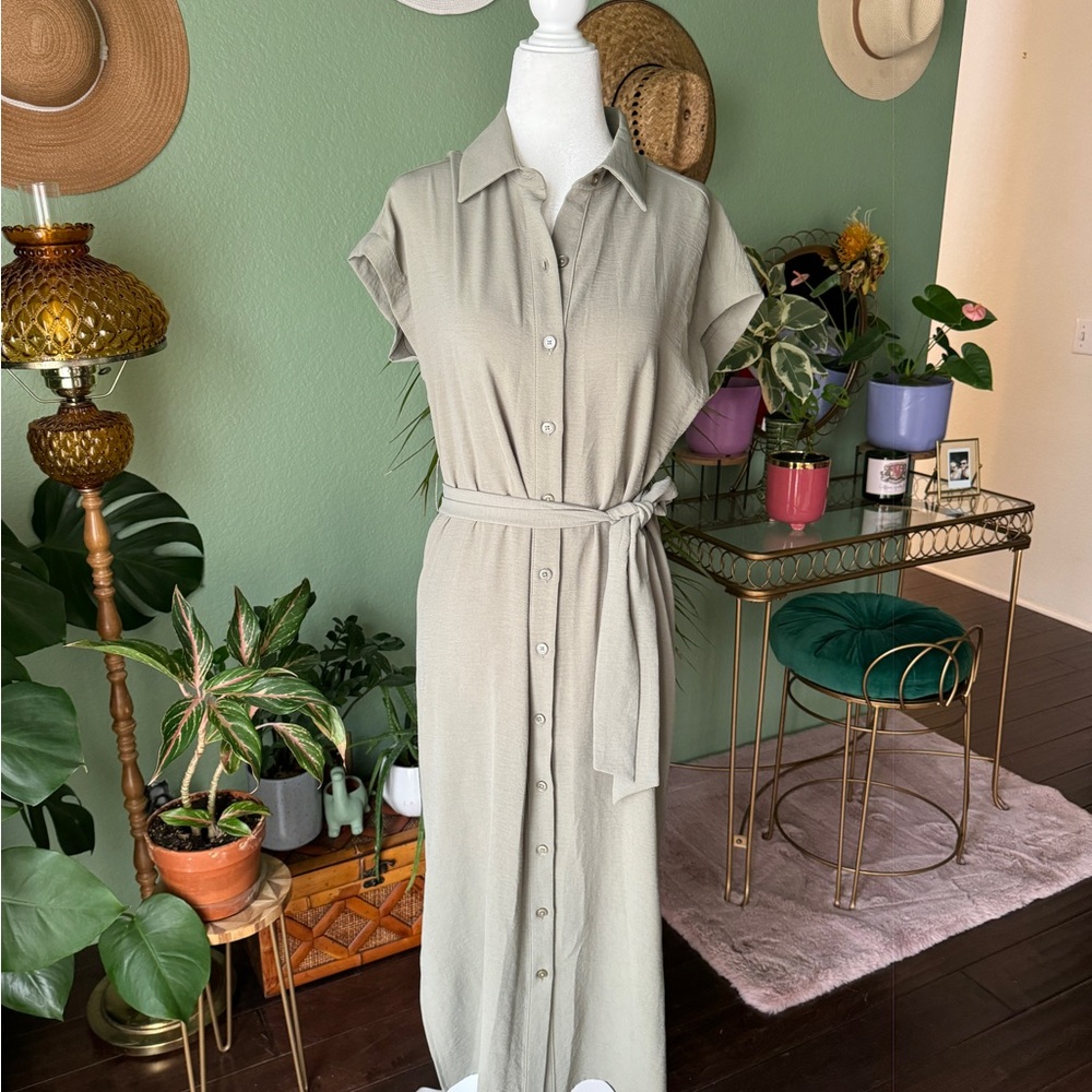 NWT * Nordstrom * DKNY * Olive Green Shirt Dress * SZ 2
